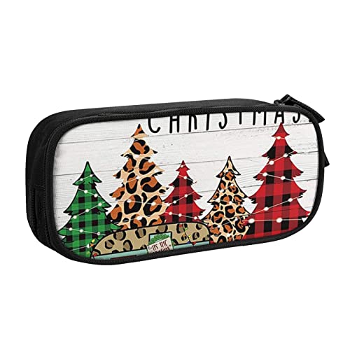 NDDCEDEW Lustiges Federmäppchen Frohe Weihnachten Bedruckte Große Kapazität Federmäppchen Schüler Federmäppchen Niedlich Federmäppchen für Mädchen und Jungen Teenager Schule Federmäppchen Schwarz Blau von NDDCEDEW