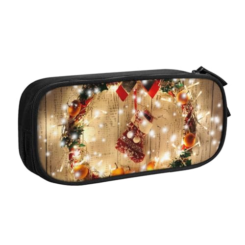 NDDCEDEW Lustiges Federmäppchen Frohe Weihnachten Bedruckte Große Kapazität Federmäppchen Schüler Federmäppchen Niedlich Federmäppchen für Mädchen und Jungen Teenager Schule Federmäppchen Schwarz Blau von NDDCEDEW