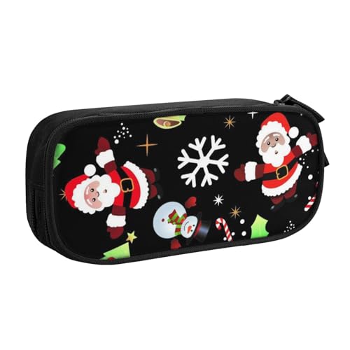 NDDCEDEW Lustiges Federmäppchen Frohe Weihnachten Bedruckte Große Kapazität Federmäppchen Schüler Federmäppchen Niedlich Federmäppchen für Mädchen und Jungen Teenager Schule Federmäppchen Schwarz Blau von NDDCEDEW