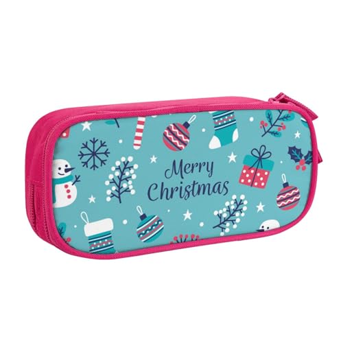 NDDCEDEW Lustiges Federmäppchen Frohe Weihnachten Bedruckte Große Kapazität Federmäppchen Schüler Federmäppchen Niedlich Federmäppchen für Mädchen und Jungen Teenager Schule Federmäppchen Schwarz Blau von NDDCEDEW