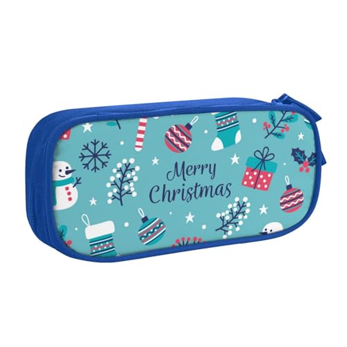 NDDCEDEW Lustiges Federmäppchen Frohe Weihnachten Bedruckte Große Kapazität Federmäppchen Schüler Federmäppchen Niedlich Federmäppchen für Mädchen und Jungen Teenager Schule Federmäppchen Schwarz Blau von NDDCEDEW