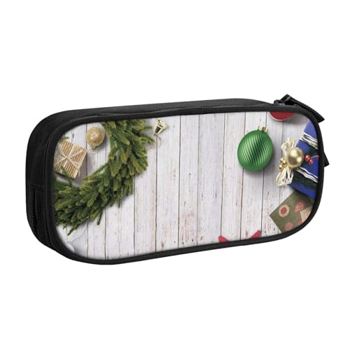 NDDCEDEW Lustiges Federmäppchen Frohe Weihnachten Bedruckte Große Kapazität Federmäppchen Schüler Federmäppchen Niedlich Federmäppchen für Mädchen und Jungen Teenager Schule Federmäppchen Schwarz Blau von NDDCEDEW