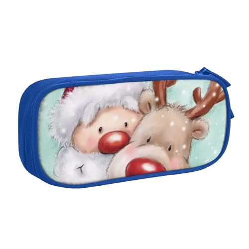 NDDCEDEW Lustiges Federmäppchen Frohe Weihnachten Bedruckte Große Kapazität Federmäppchen Schüler Federmäppchen Niedlich Federmäppchen für Mädchen und Jungen Teenager Schule Federmäppchen Schwarz Blau von NDDCEDEW