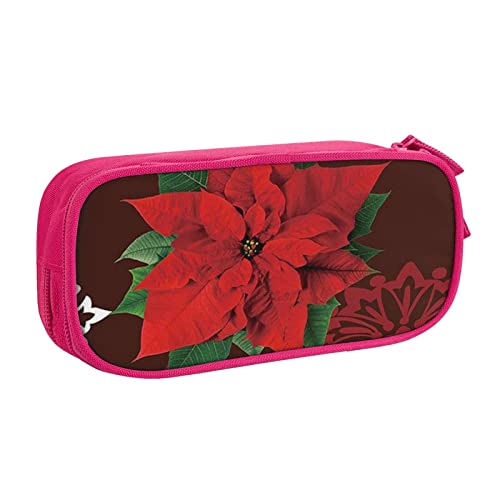 NDDCEDEW Lustiges Federmäppchen Frohe Weihnachten Blume Gedruckt Große Kapazität Federmäppchen Schüler Federmäppchen Niedlich Federmäppchen für Mädchen und Jungen Teenager Schule Federmäppchen Schwarz von NDDCEDEW