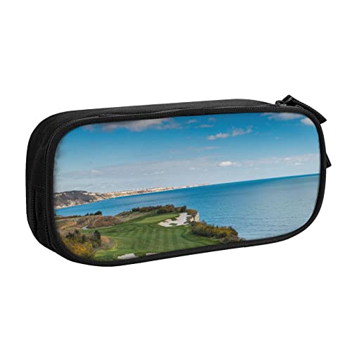 NDDCEDEW Lustiges Federmäppchen Golfplatz Bedruckte Große Kapazität Federmäppchen Schüler Federmäppchen Niedlich Federmäppchen für Mädchen und Jungen Teenager Schule Federmäppchen Schwarz Blau Rosa, von NDDCEDEW