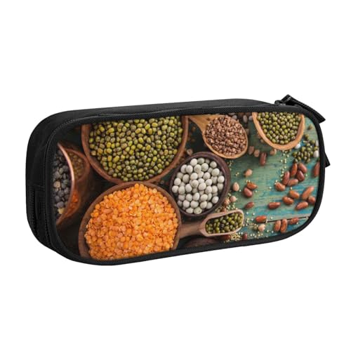 NDDCEDEW Lustiges Federmäppchen Lebensmittel Bilder Gedruckt Große Kapazität Federmäppchen Schüler Federmäppchen Niedlich Federmäppchen für Mädchen und Jungen Teenager Schule Federmäppchen Schwarz von NDDCEDEW