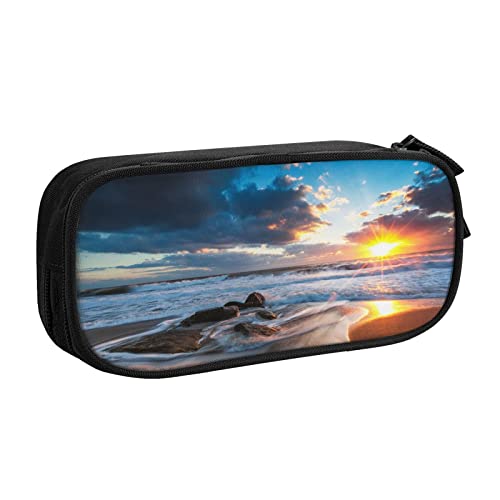 NDDCEDEW Lustiges Federmäppchen Schöne Sonnenaufgang Auf Meer Bedruckte Große Kapazität Federmäppchen Schüler Federmäppchen Niedlich Federmäppchen für Mädchen und Jungen Teenager Schule Federmäppchen von NDDCEDEW
