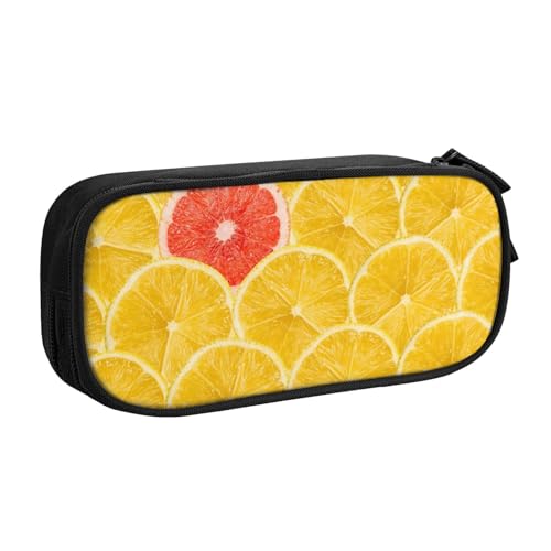 NDDCEDEW Lustiges Federmäppchen Sommer Zitrone Gedruckt Große Kapazität Federmäppchen Schüler Federmäppchen Niedlich Federmäppchen für Mädchen und Jungen Teenager Schule Federmäppchen Schwarz Blau von NDDCEDEW