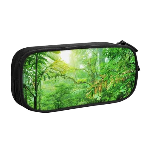 NDDCEDEW Lustiges Federmäppchen Tropische Wildnis Bedruckte Große Kapazität Federmäppchen Schüler Federmäppchen Niedlich Federmäppchen für Mädchen und Jungen Teenager Schule Federmäppchen Schwarz Blau von NDDCEDEW