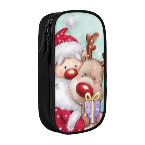 NDDCEDEW Niedliches Federmäppchen Frohe Weihnachten Druck Große Kapazität Federmäppchen Reißverschluss Federmäppchen Schüler Federmäppchen Niedlich Federmäppchen für Mädchen und Jungen Teenager Schule von NDDCEDEW