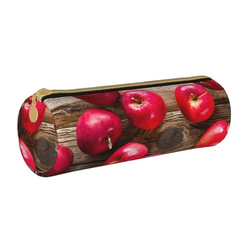 NDDCEDEW Schüler-Federmäppchen mit Früchten auf Holz, bedruckt, Leder, Reißverschluss, Schreibwaren-Tasche für Schule, Stiftehalter, tragbar, Organizer, Make-up-Tasche, weiß, Einheitsgröße, von NDDCEDEW