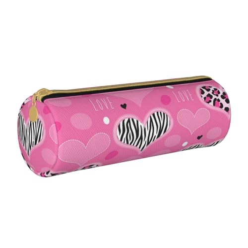 NDDCEDEW Schüler-Federmäppchen mit Herz-Aufdruck, Leder, Reißverschluss, Schreibwaren-Tasche für Schule, Stiftehalter, tragbar, Aufbewahrung, Organizer, Make-up-Tasche, weiß, Einheitsgröße, von NDDCEDEW