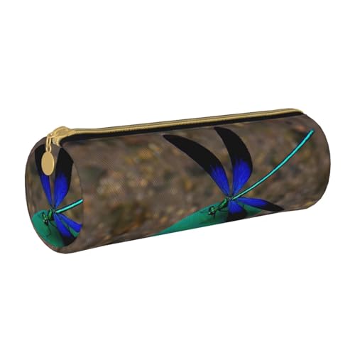 NDDCEDEW Schüler-Federmäppchen mit Libellen-Druck, Leder, Reißverschluss, Schreibwaren-Tasche für Schule, Stifthalter, tragbar, Organizer, Make-up-Tasche, weiß, Einheitsgröße, Kosmetiktasche von NDDCEDEW