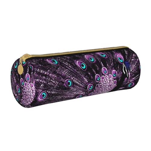 NDDCEDEW Schüler-Federmäppchen mit Pfauen-Aufdruck, Leder, Reißverschluss, Schreibwaren-Tasche für Schule, Stiftehalter, tragbar, Aufbewahrung, Organizer, Make-up-Tasche, weiß, Einheitsgröße, von NDDCEDEW