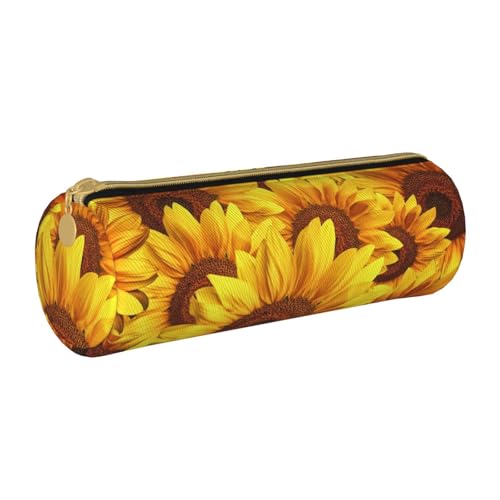NDDCEDEW Schüler-Federmäppchen mit Sonnenblumen-Druck, Leder, Reißverschluss, Schreibwaren-Tasche für Schule, Stiftehalter, tragbar, Aufbewahrung, Organizer, Make-up-Tasche, weiß, Einheitsgröße, von NDDCEDEW