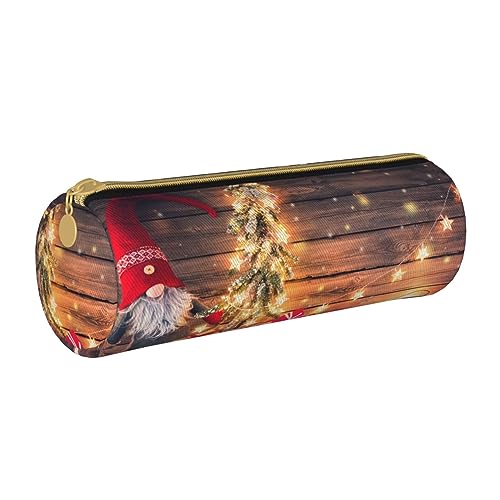 NDDCEDEW Schüler-Federmäppchen mit Weihnachtsmann-Druck, Leder, Reißverschluss, Schreibwaren-Tasche für Schule, Stiftehalter, tragbar, Organizer, Make-up-Tasche, weiß, Einheitsgröße, Kosmetiktasche von NDDCEDEW