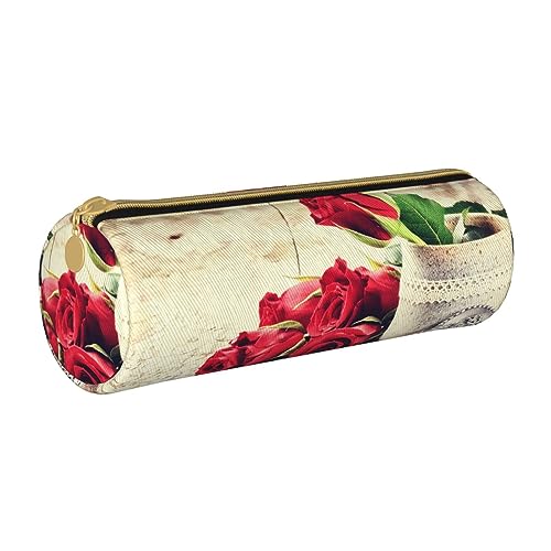 NDDCEDEW Schüler-Federmäppchen mit rotem Rosen-Blumendruck, Leder, Reißverschluss, Federmäppchen für Kinder, Schreibwaren-Tasche für Schule, Stiftehalter, tragbar, Organizer, Make-up-Tasche, weiß, NDDCEDEW Schüler-Federmäppchen mit rotem Rosen-Blumendruck, Leder, Reißverschluss, Federmäppchen für Kinder, Schreibwaren-Tasche für Schule, Stiftehalter, tragbar, Organizer, Make-up-Tasche, weiß, von NDDCEDEW