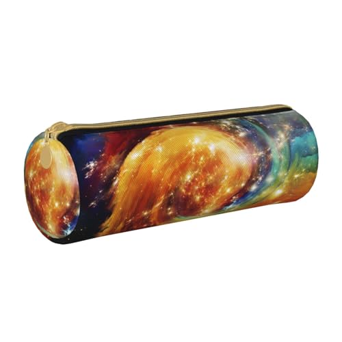 NDDCEDEW Schüler-Federmäppchen mit wunderschönem Galaxie-Druck, Leder-Federmäppchen mit Reißverschluss, Schreibwaren-Tasche für Schule, Stiftehalter, tragbar, Organizer, Make-up-Tasche, weiß, von NDDCEDEW