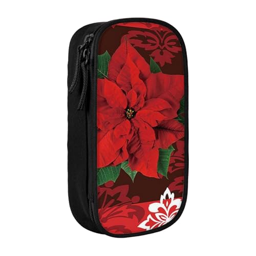 Niedliches Federmäppchen Frohe Weihnachten Blumendruck Große Kapazität Federmäppchen Reißverschluss Federmäppchen Schüler Federmäppchen Niedlich Federmäppchen für Mädchen und Jungen Teenager Schule von NDDCEDEW