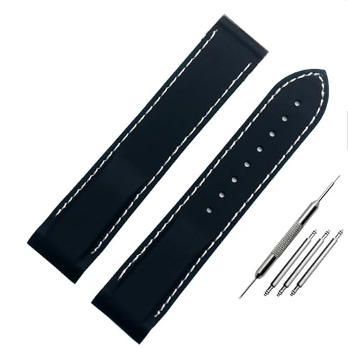 NDJQY 20 mm / 22 mm gebogene Schnittstelle, Gummi-Silikon-Uhrenarmbänder für Omega Seamaster 300 Speedmaster-Uhrenarmbänder, 22 mm, Achat von NDJQY