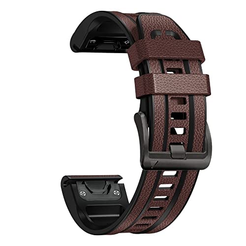 NDJQY 22 x 26 mm Sport-Silikon-Lederarmband für Garmin Fenix 7 7X 5 5X Plus 6 6X Pro 3HR MK2 Armbänder Smartwatch, 26mm Fenix 5X 5XPlus, Achat von NDJQY