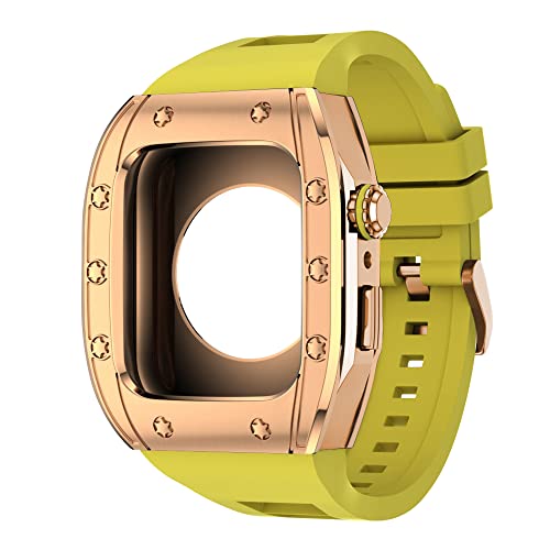 NDJQY 44 mm Edelstahl-Gehäuse + Silikonband für Apple Watch 8, 7, 45 mm, Modifikationsset für iWatch Serie 6, 5, 4, SE, Metallgehäuse, 45 mm, Achat von NDJQY
