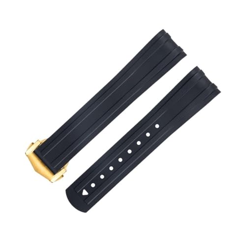 NDJQY Ersatzarmband für Omega-Armband, 20 mm, FKM, Fluorous Gummi, gebogenes Ende, für Seamaster 300 Tauchen, Edelstahl, Faltschnalle, Ersatzarmbänder, 20 mm, Achat von NDJQY