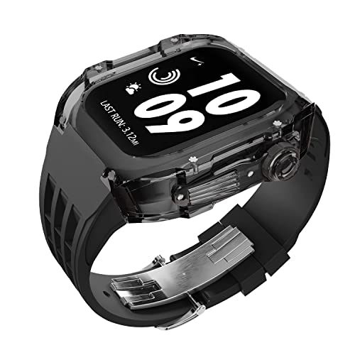 NDJQY Luxuriöses transparentes Uhren-Modifikationsset, für Apple Watch 44 mm/45 mm, DIY-Mod-Kit + Gummiband, für Apple Watch Armband 45/44 mm, SE 8, 7, 6, 5, 4 SE, For 45mm, Achat von NDJQY