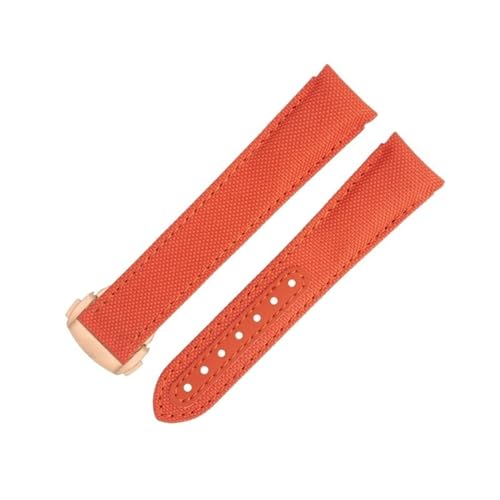 NDJQY Omega-Armband für AT150 Seamaster 300 Planet Ocean De Ville Speedmaster Speedmaster Uhrenarmband mit gebogenem Ende, 20 mm, Orange, hochdichtes Nylon-Rindsleder, 20 mm, Achat von NDJQY