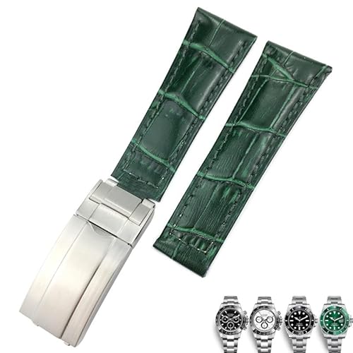NDJQY Uhrenarmband aus echtem Leder, 20 mm, für Rolex Yatch Master Submariner Daytona, Schwarz/Grün, Alligatormuster, 20 mm, Achat NDJQY Uhrenarmband aus echtem Leder, 20 mm, für Rolex Yatch Master Submariner Daytona, Schwarz/Grün, Alligatormuster, 20 mm, Achat von NDJQY