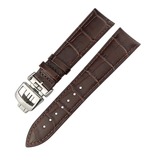 NDJQY Uhrenarmband für Jaeger LeCoultre Master, Rindsleder, 20 mm, 21 mm, weiches schwarzes braunes blaues Lederarmband, Faltschließe, 20 mm, Achat von NDJQY