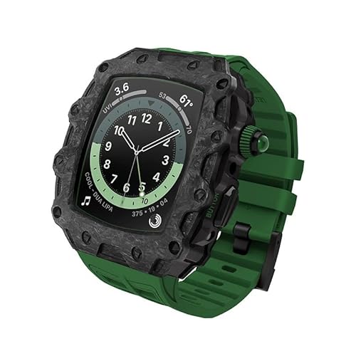 NDJQY Uhrengehäuse aus Karbonfaser, Silikon-Uhrenarmband, für Apple Watch, 44 mm, 45 mm, Serie 9, 8, 7, 6, 5, 4, SE, Upgrade-Ersatzarmband-Modifikationsset, 45 mm, Achat von NDJQY