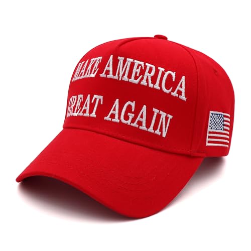 Trump Hat MAGA Hat Trump Merchandise 45-47 Make America Great Again Hat Donald Trump 2024 USA Flag Baseball Cap, Rot/Ausflug, einfarbig (Getaway Solids), Einheitsgröße von NDLBS