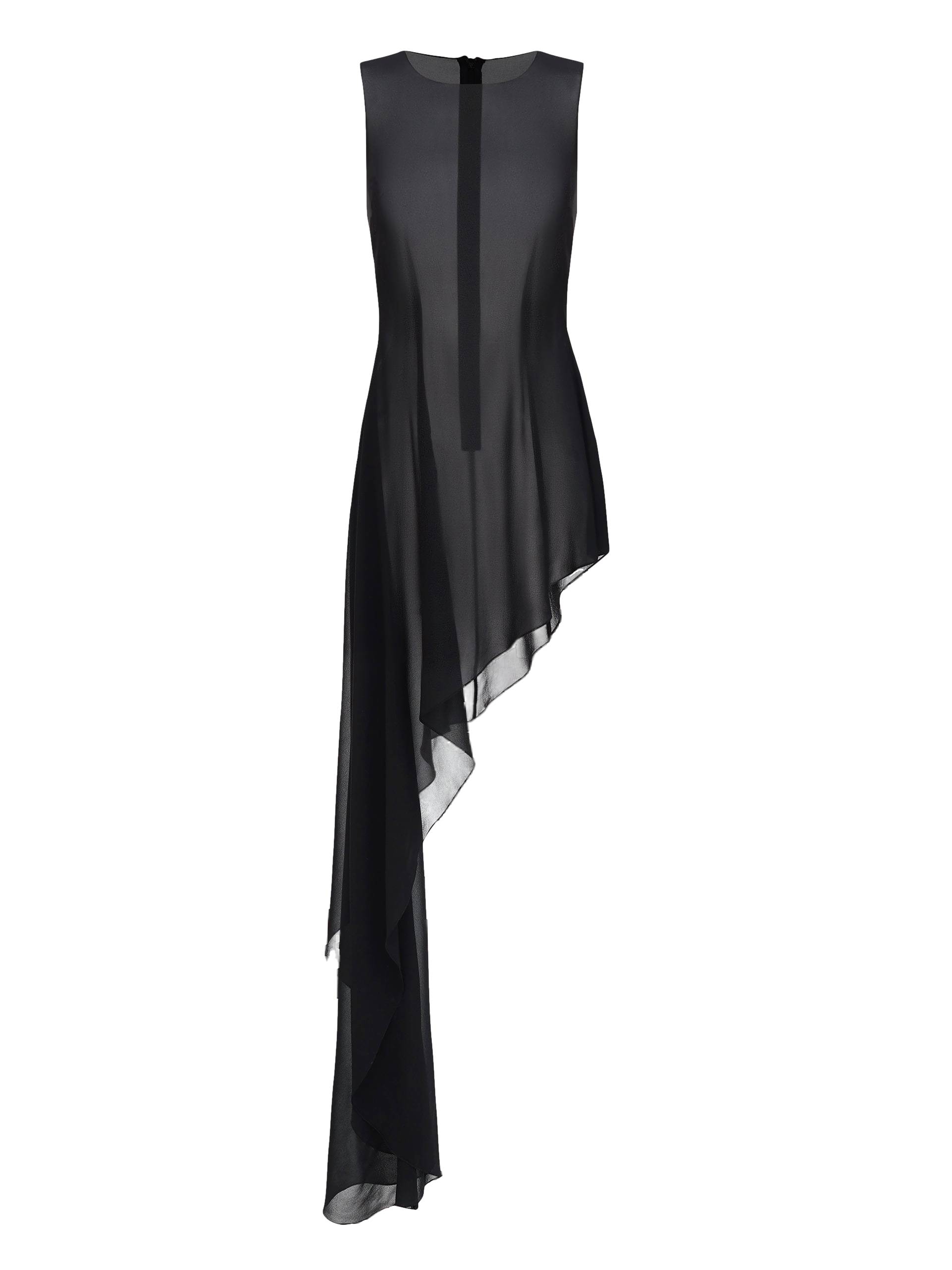 Asymmetric Silk Chiffon Dress in Black von NDS The Label