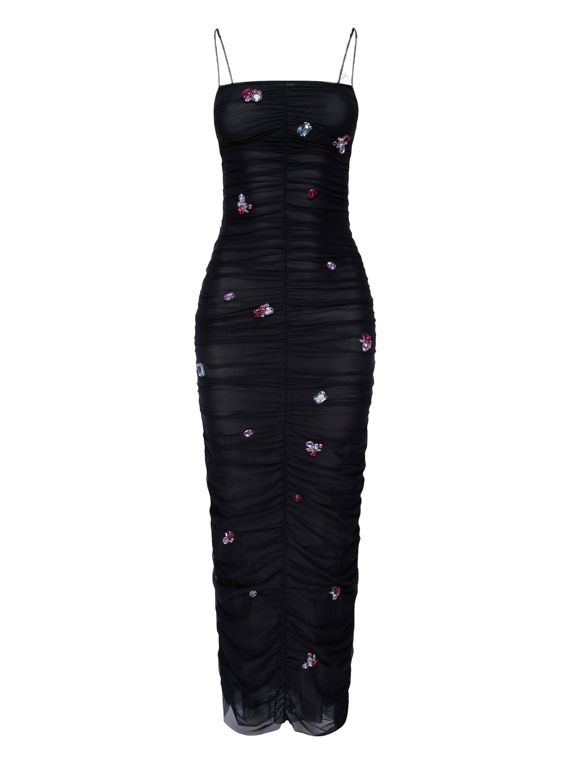 Embellished Ruched Mesh Midi Dress - Black - XS - NDS The Label - Midi dresses Embellished Ruched Mesh Midi Dress - Black - XS - NDS The Label - Midi dresses von NDS The Label