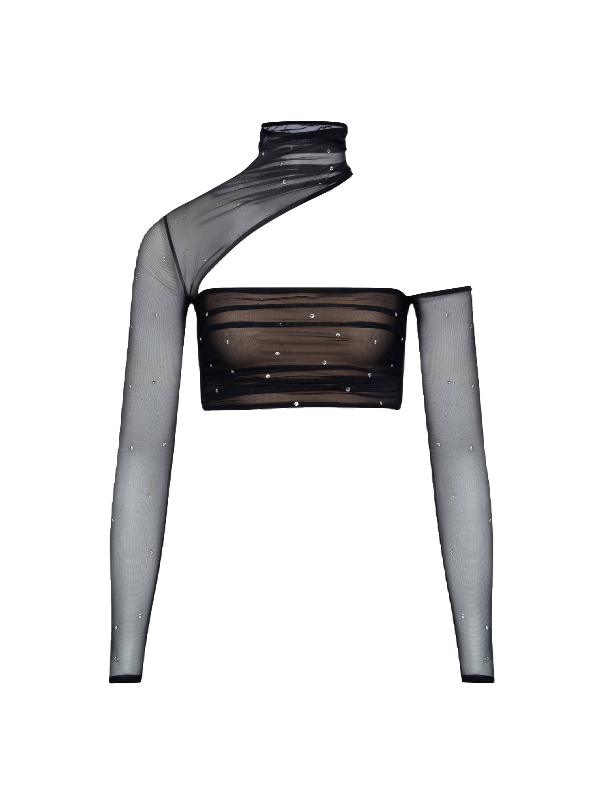 Open Shoulder Embellished Mesh Top - Black - 2 - NDS The Label - Crop tops Open Shoulder Embellished Mesh Top - Black - 2 - NDS The Label - Crop tops von NDS The Label