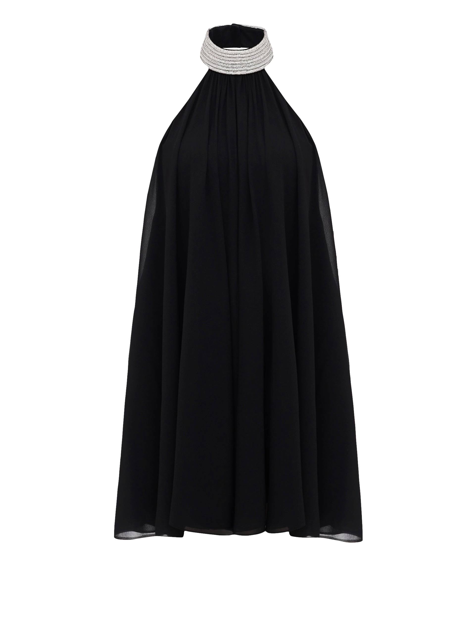 Silk Chiffon Mini Dress with a crystal embellished neck - Black - XL - NDS The Label - Mini dresses Silk Chiffon Mini Dress with a crystal embellished neck - Black - XL - NDS The Label - Mini dresses von NDS The Label