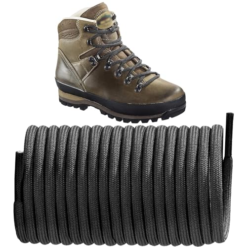 NDTEZUGT Ø4mm Rund Reißfest Schnürsenkel Für Arbeitsstiefel Wanderschuhe Herren Trekkingschuhe, Lang Dünn Schuhbänder Für Stiefel, Chukka Boot (schwarz,120cm) von NDTEZUGT