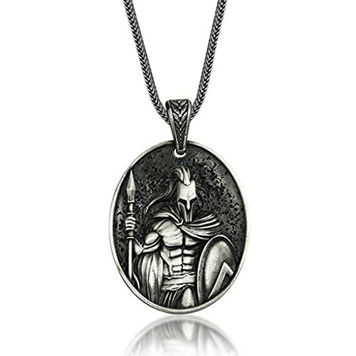 NDYD Reines Zinn Spartanisch Krieger Schild Anhänger Retro Amulett Halskette Titanstahl Herbst Und Winter Hip Hop Herren Pullover Kette Mit Exquisiter Verpackung von NDYD