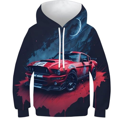NEAFP Bezaubernder Kinder Hoodie Sportwagen Mit 3D-Muster - Kinder Pullover, Der in Jeder Garderobe Auffällt, Weiches Kinder Sweatshirt von NEAFP