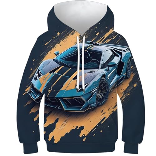 NEAFP Bezaubernder Kinder Hoodie Sportwagen Mit 3D-Muster - Kinder Pullover, Der in Jeder Garderobe Auffällt, Weiches Kinder Sweatshirt von NEAFP