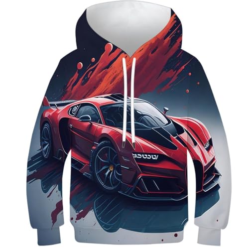NEAFP Jugendlicher Kinder Sweatshirt Sportwagen in 3D - Modischer Kinder Hoodie, Vielseitiger Kinder Pullover, Perfekt Für Schule Und Freizeit von NEAFP