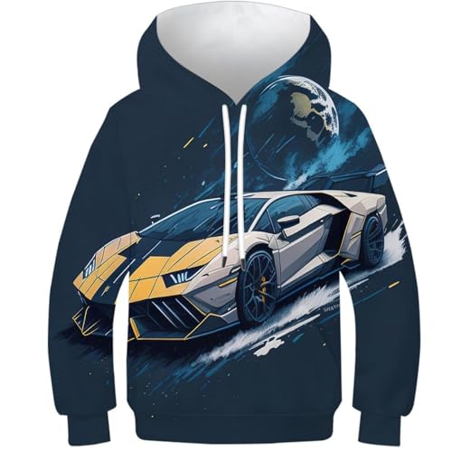 NEAFP Kinder Hoodie Sportwagen Mit Einzigartigem 3D-Motiv - Kinder Pullover Für Jeden Tag, Stylisches Kinder Sweatshirt Für Jungen Und Mädchen von NEAFP