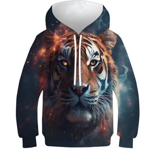 NEAFP Kinder Hoodie Tiger Mit 3D-Design - Trendiger Kinder Pullover, Vielseitiges Kinder Sweatshirt Für Jungen Und Mädchen von NEAFP