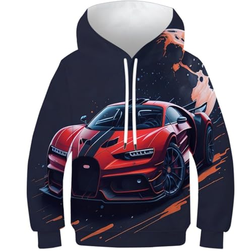 NEAFP Kinder Pullover Sportwagen in 3D - Stylischer Kinder Hoodie, Kinder Sweatshirt Für Freizeit Und Sport, Toll Für Jugendliche von NEAFP
