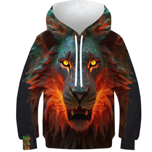 NEAFP Kinder Sweatshirt Löwe - Exklusiver Kinder Hoodie Mit 3D-Design, Kinder Pullover, Der Komfort Und Moderne Optik Bietet von NEAFP
