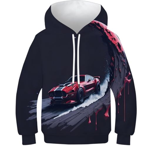 NEAFP Must-Have Kinder Hoodie Sportwagen in 3D - Der Kinder Pullover, Der in Keiner Kinder Garderobe Fehlen Sollte, Vielseitiges Kinder Sweatshirt von NEAFP