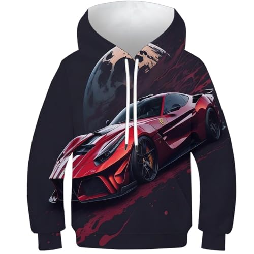 NEAFP Trendiger Kinder Sweatshirt Sportwagen in 3D-Optik - Kinder Hoodie, Der Stil Und Komfort Vereint, Perfekt Für Kinder Aller Altersgruppen von NEAFP