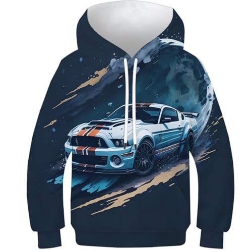 NEAFP Vielseitiger Kinder Sweatshirt Sportwagen Mit 3D Druck - Modischer Kinder Hoodie, Perfekter Kinder Pullover Für Den Täglichen Gebrauch von NEAFP