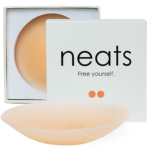 NEATS Nippelpads, hypoallergenem Silikon Brustwarzenabdeckungen für Frauen, Damen Nipple Cover mit Brustwarzenschutz, wiederverwendbar, Selbstklebende Nippelabdeckung Silikon-Pasties (Champagne, 10cm) von NEATS